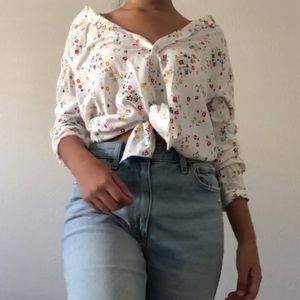 Flower print button down